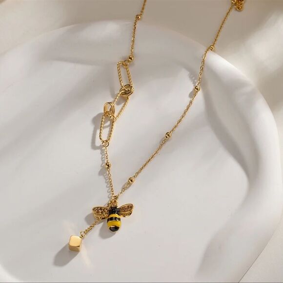 Bumble Bee 18K Gold Stainless Steel Waterproof Necklace - Picture 1 of 15